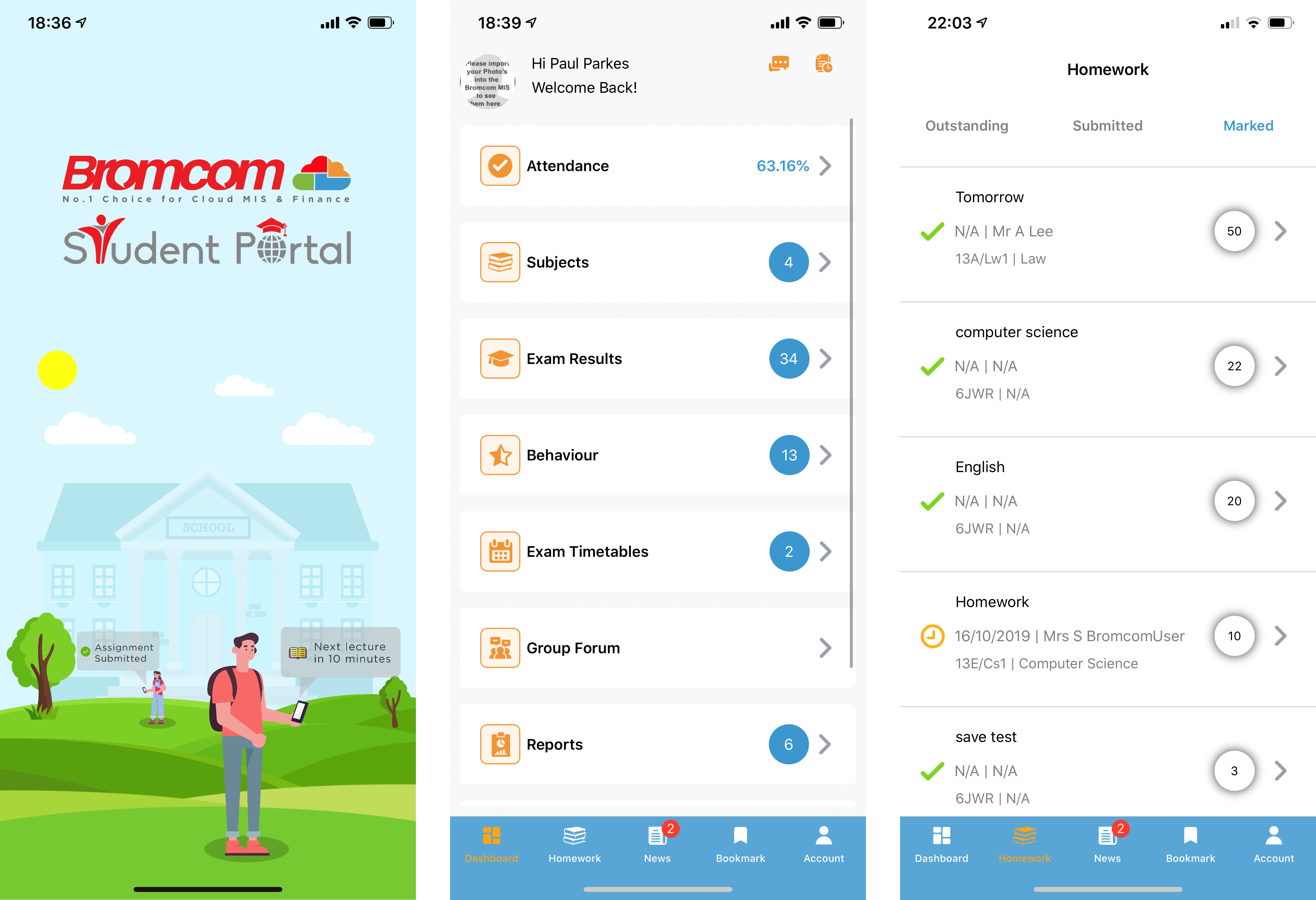 Student app in Bromcom School MIS