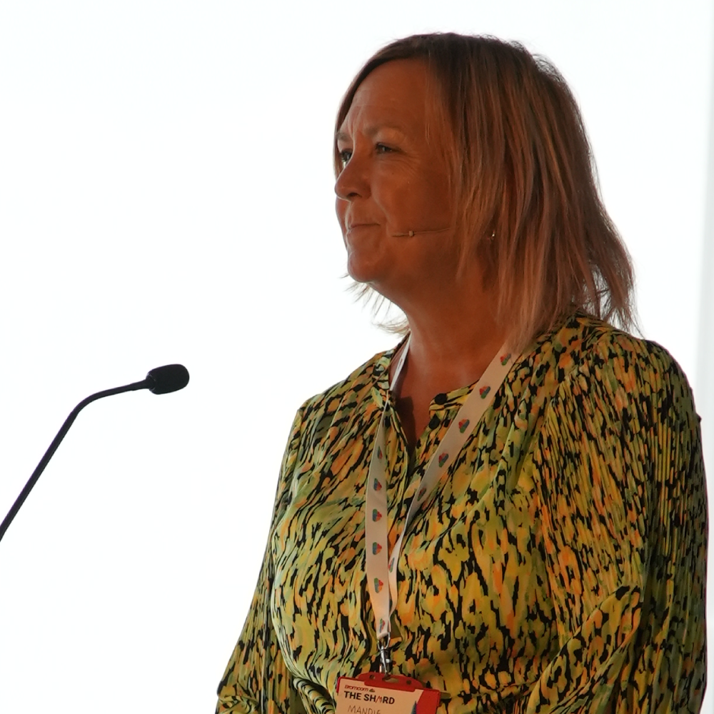 Mandie Kirk speaking at Bromcom at The Shard annual event